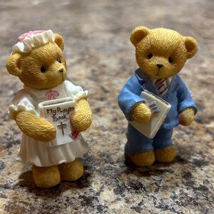 Cherished Teddies Yellow and Blue Figurines